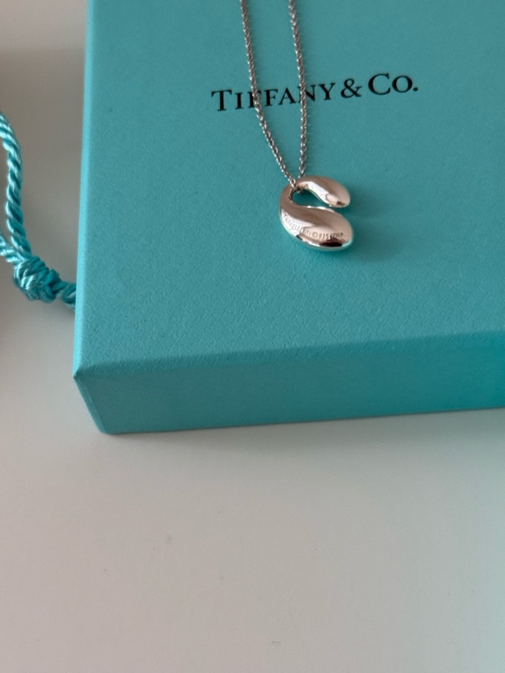 Tiffany & Co. .925 Silver Elsa Peretti Double Teardrop Necklace, PRICE FINAL - Picture 11 of 14